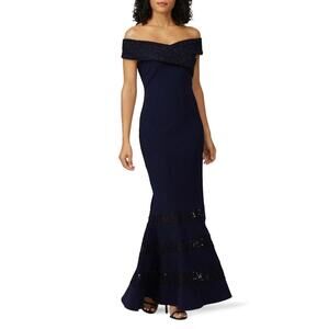 Lauren Ralph Lauren Navy Crossover Formal Gown Size 10 Women’s Evening Dress
